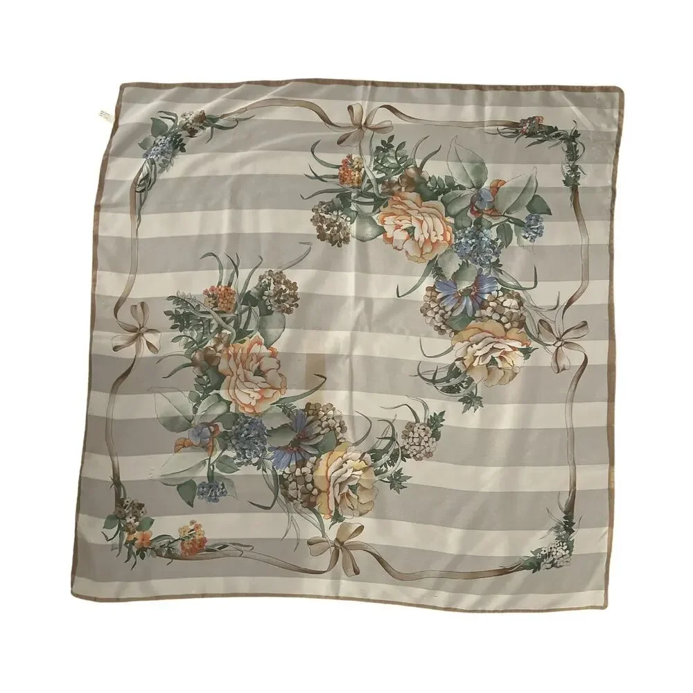 Vintage I. Shalom Floral Scarf Made In Italy Polyester Square Retro 60s 70s Mod